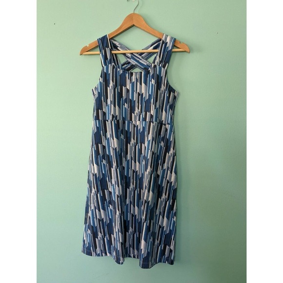 Aventura Tank Dress Eco Conscious Blue Geometric Built-in Bra Small MSRP $82 - Picture 1 of 8